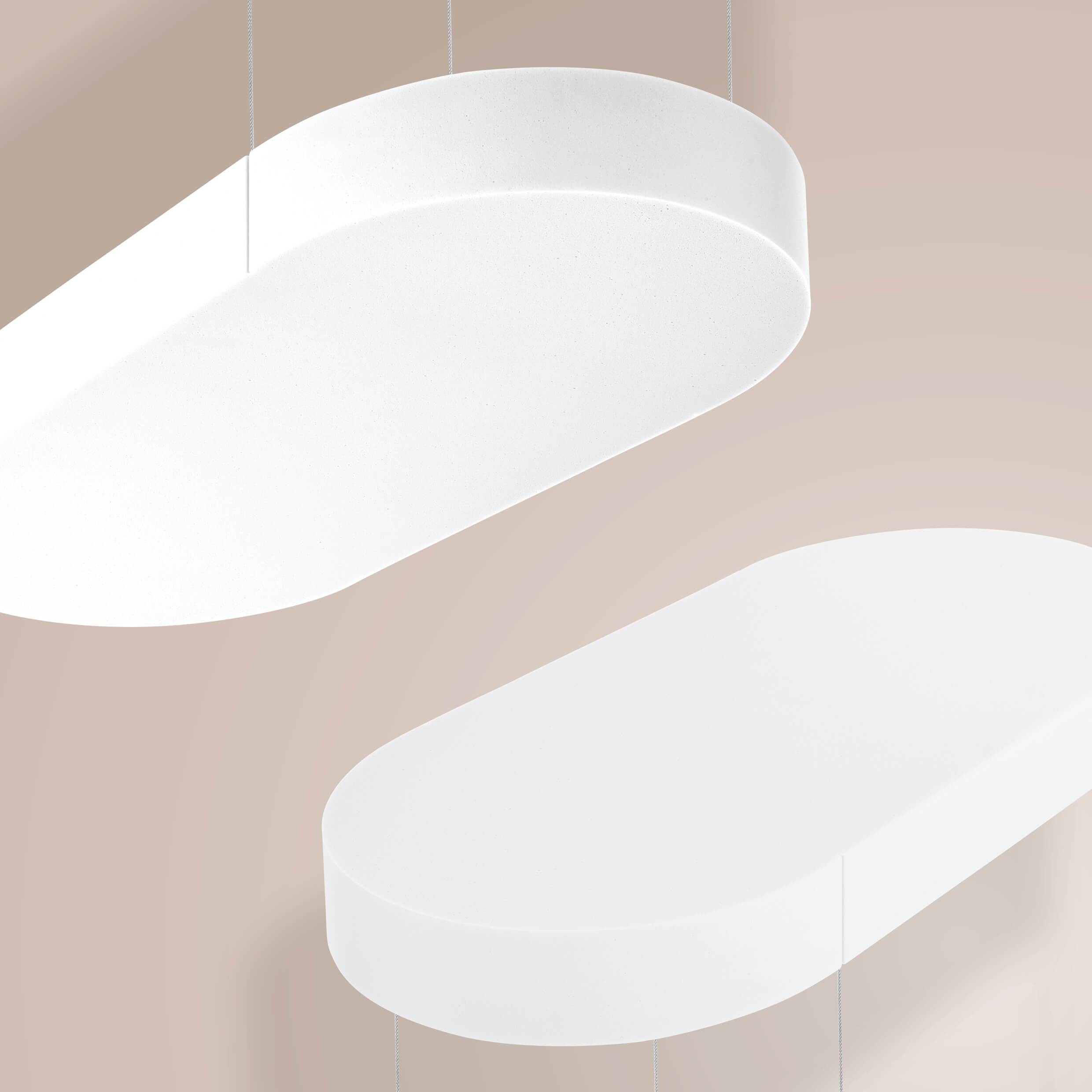 Q-OVAL, elegant schwebender, ovaler Design Schallabsorber